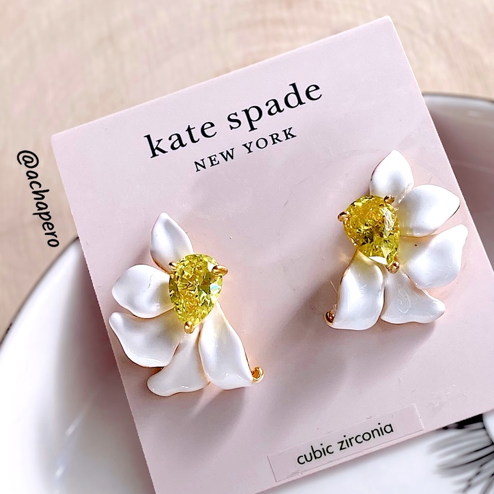 Kate Spade “Floral Frenzy” Stud Earrings in White Multi